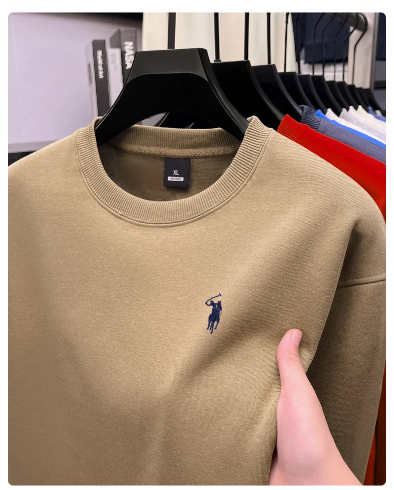 Designer Brand Men's Round Neck Sweatshirt Autumn New Fashion Thickened Warm Luxury Pony Embroidery Loose Casual Paul Pullover