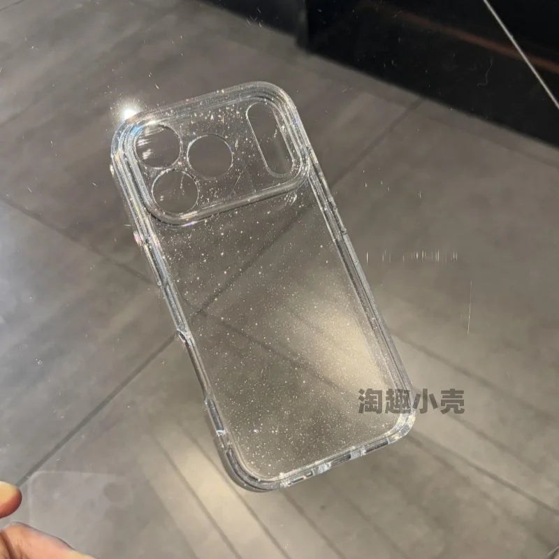 Luxury Bling Glitter Clear Shockproof Armor Case For iPhone 17 17Air 17Pro 17Pro Max Transparent Lens Protection Hard Back Cover