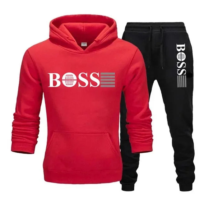 New autumn and winter men's long-sleeved hoodie; pants two-piece set of fashionable outdoor sportswear.