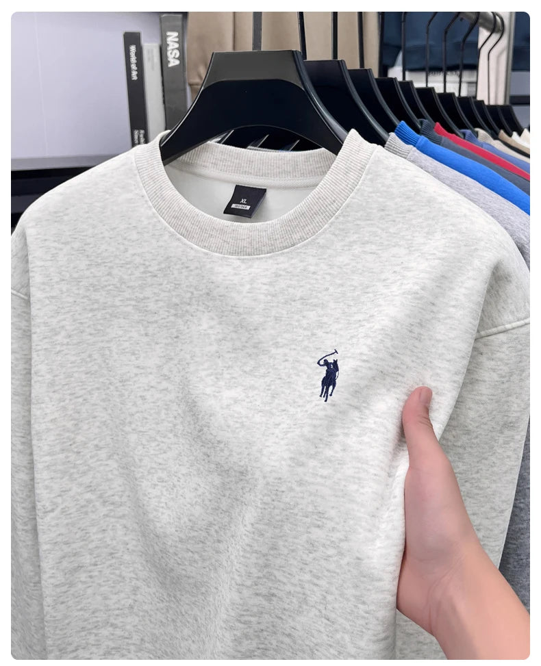 Designer Brand Men's Round Neck Sweatshirt Autumn New Fashion Thickened Warm Luxury Pony Embroidery Loose Casual Paul Pullover