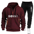 Men's Autumn and Winter Sports Sweatshirts and Sports Pants, Outdoor Jogging Windproof Semi-zipper Comfortable Sports Suits