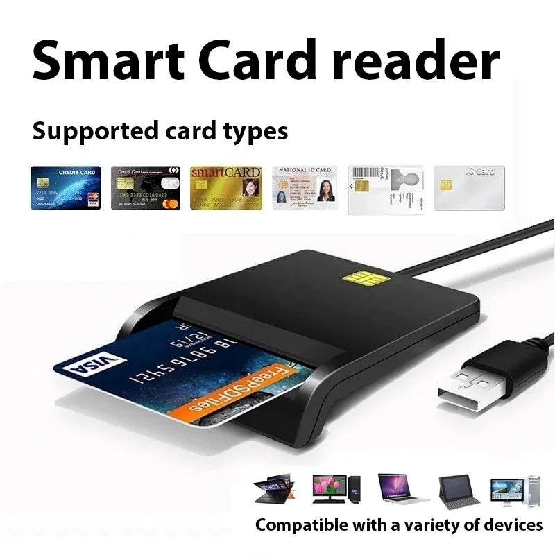 Multi-function Portable USB 2.0 Intelligent Card Reader Affordable Easy Use for DNIE ATM CAC IC ID Bank SIM Card Reader