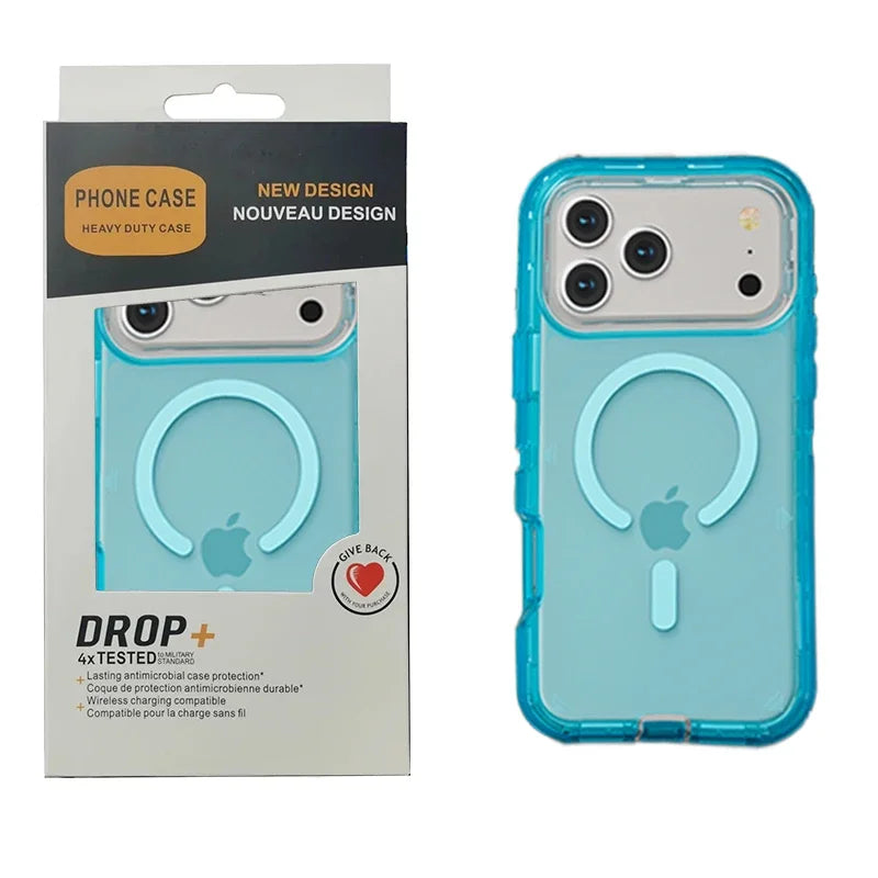 3IN1 Clear Symmetry For Magsafe Ott Armor BOX Case For IPhone17 Air 16 15 14 Plus 13 Pro Max Wireless Charging Transparent Cover