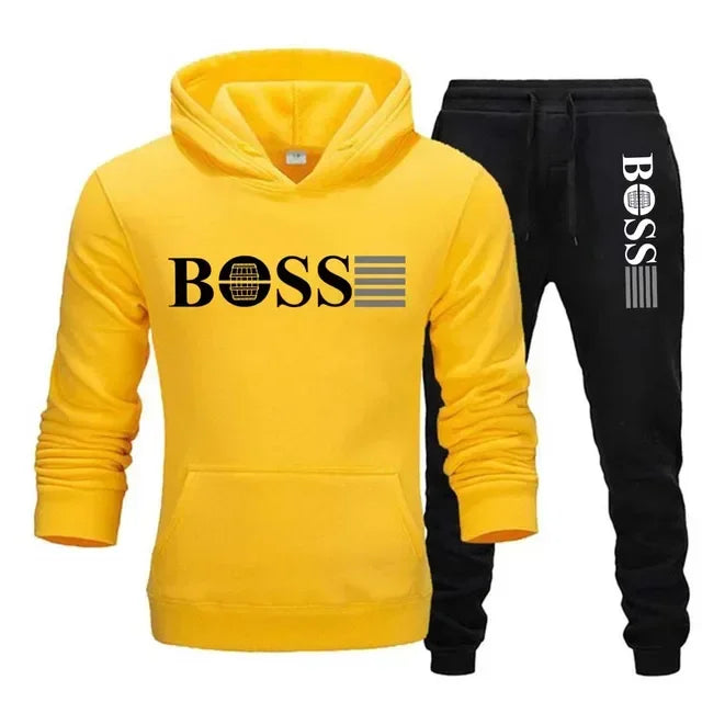 New autumn and winter men's long-sleeved hoodie; pants two-piece set of fashionable outdoor sportswear.