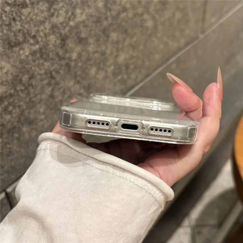 Luxury Bling Glitter Clear Shockproof Armor Case For iPhone 17 17Air 17Pro 17Pro Max Transparent Lens Protection Hard Back Cover