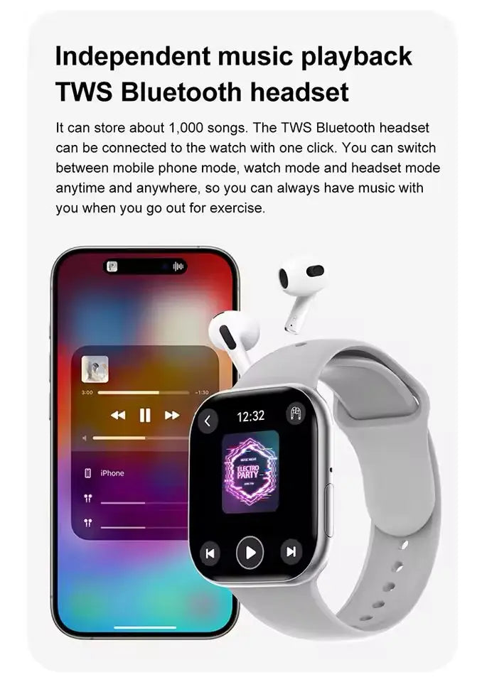 2025 Series 10 Watch 10 GPS Smart Watch Memory Music Video Bluetooth Call Heart Rate Waterproof NFC Smartwatch For Apple Android