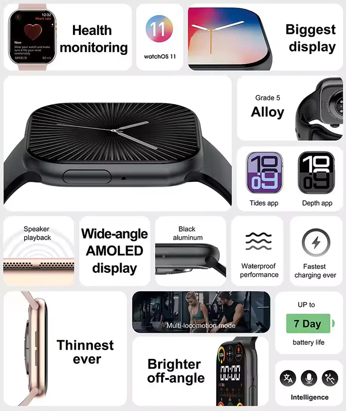 2025 Series 10 Watch 10 GPS Smart Watch Memory Music Video Bluetooth Call Heart Rate Waterproof NFC Smartwatch For Apple Android