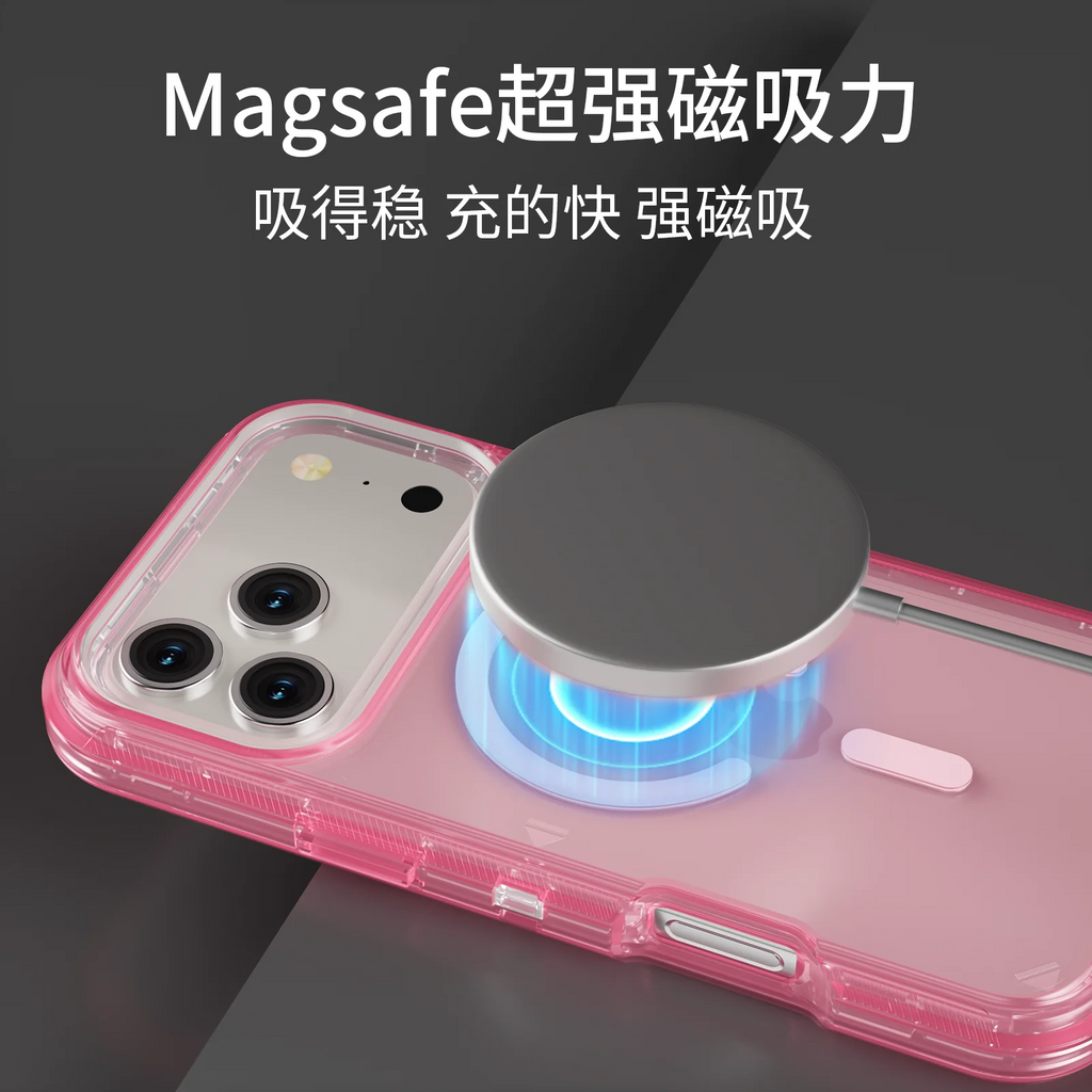 3IN1 Clear Symmetry For Magsafe Ott Armor BOX Case For IPhone17 Air 16 15 14 Plus 13 Pro Max Wireless Charging Transparent Cover