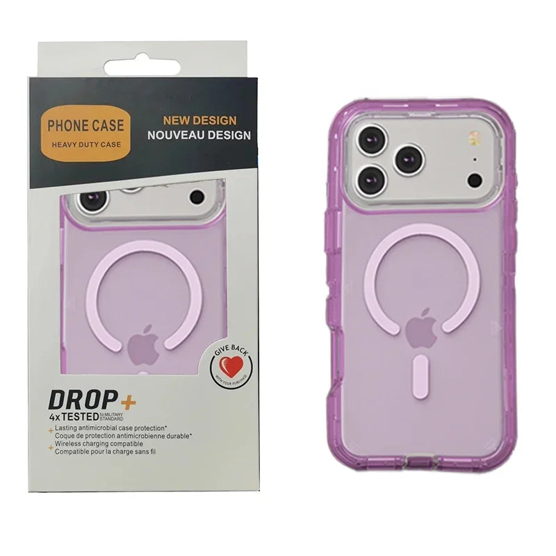 3IN1 Clear Symmetry For Magsafe Ott Armor BOX Case For IPhone17 Air 16 15 14 Plus 13 Pro Max Wireless Charging Transparent Cover