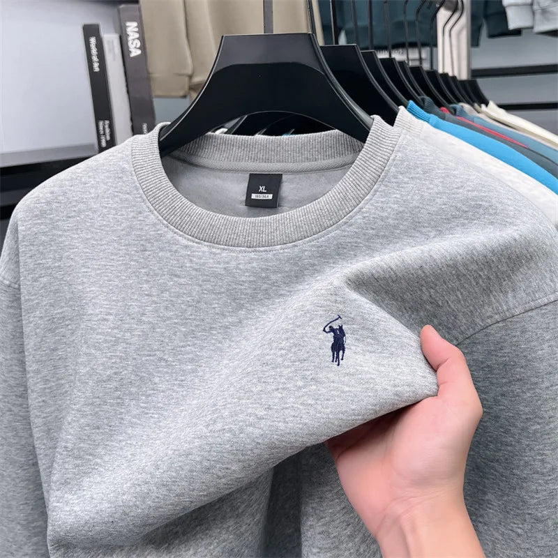 Designer Brand Men's Round Neck Sweatshirt Autumn New Fashion Thickened Warm Luxury Pony Embroidery Loose Casual Paul Pullover