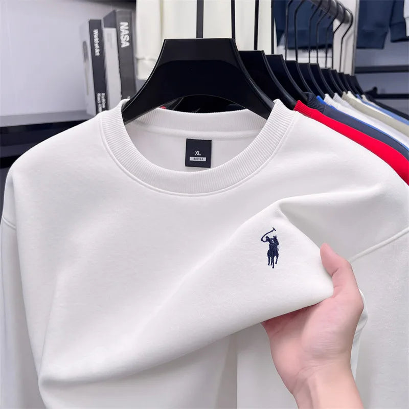 Designer Brand Men's Round Neck Sweatshirt Autumn New Fashion Thickened Warm Luxury Pony Embroidery Loose Casual Paul Pullover