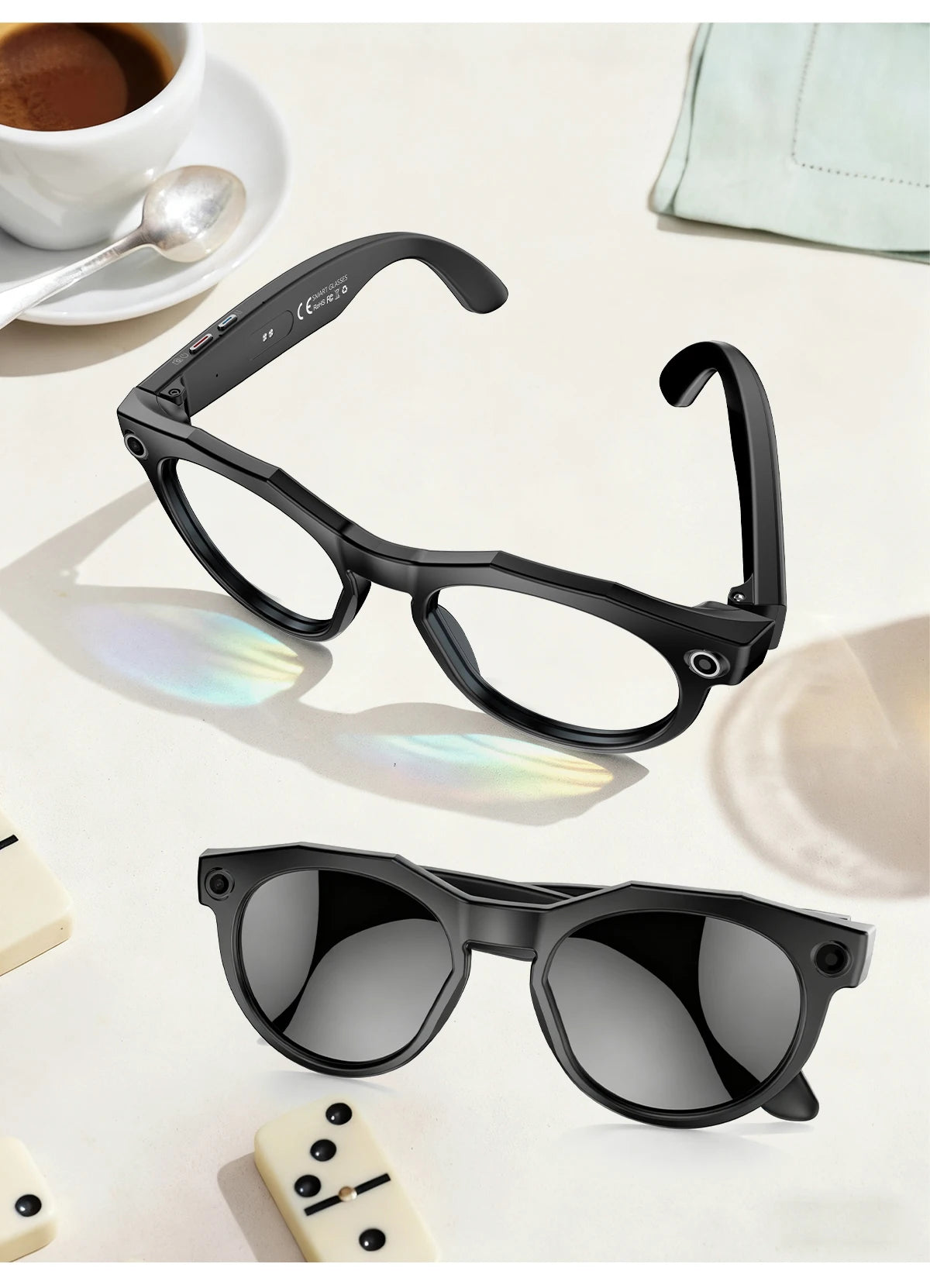 New Upgrade Brand Smart Glasses 800W Camera HD Video Recording AI Photo Recognition Bluetooth Call Translation Voice Sunglasses