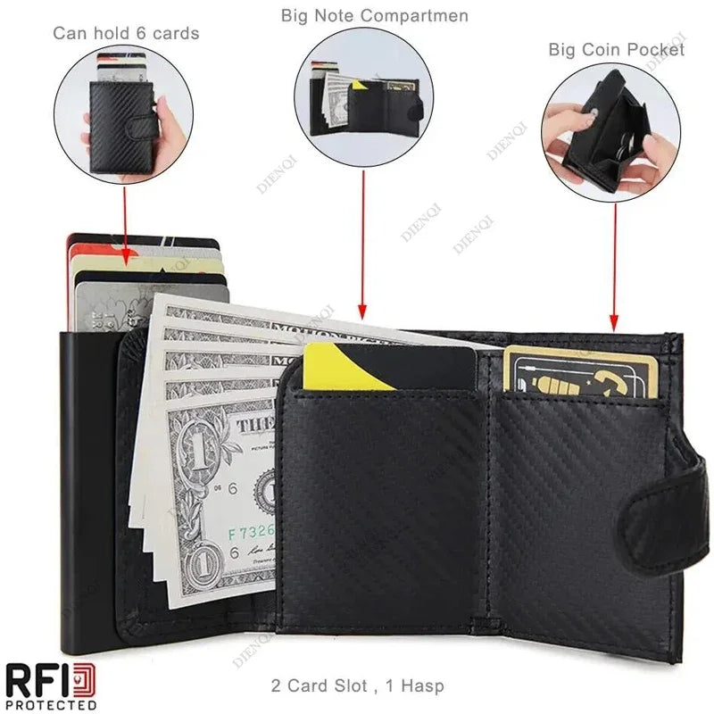 Anti Rfid Men Wallets Card Holder Trifold Wallet with Coin Pocket Money Bags Smart Wallet Purse for Men Carteira Masculina