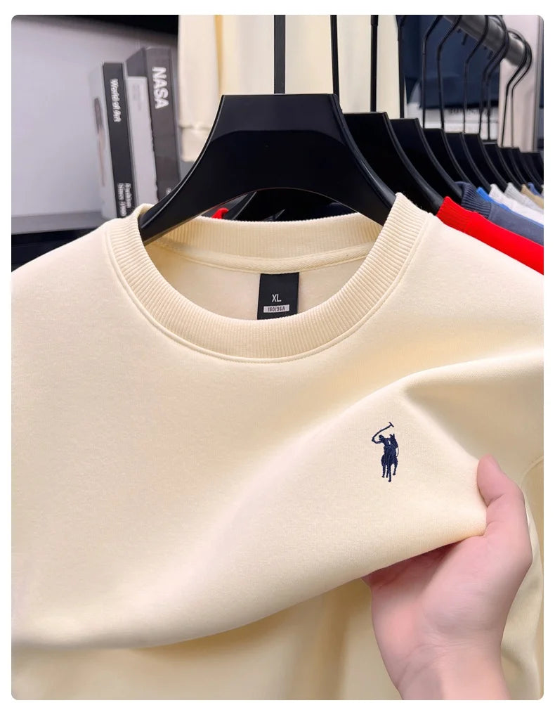 Designer Brand Men's Round Neck Sweatshirt Autumn New Fashion Thickened Warm Luxury Pony Embroidery Loose Casual Paul Pullover