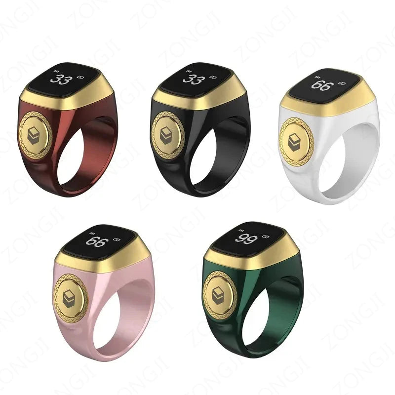 2025 IQibla Smart Zikr Ring Praise Tasbih Tally Electronic Digital Counter for Muslims Prayer Time Vibration Reminder Waterproof