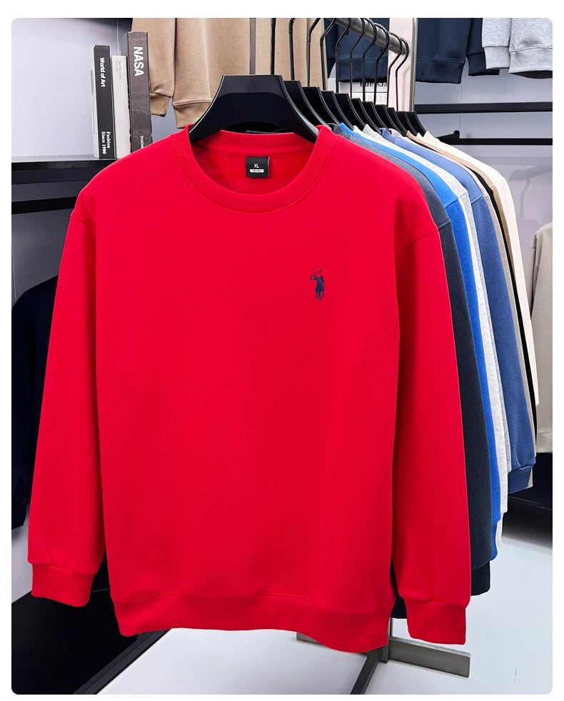 Designer Brand Men's Round Neck Sweatshirt Autumn New Fashion Thickened Warm Luxury Pony Embroidery Loose Casual Paul Pullover