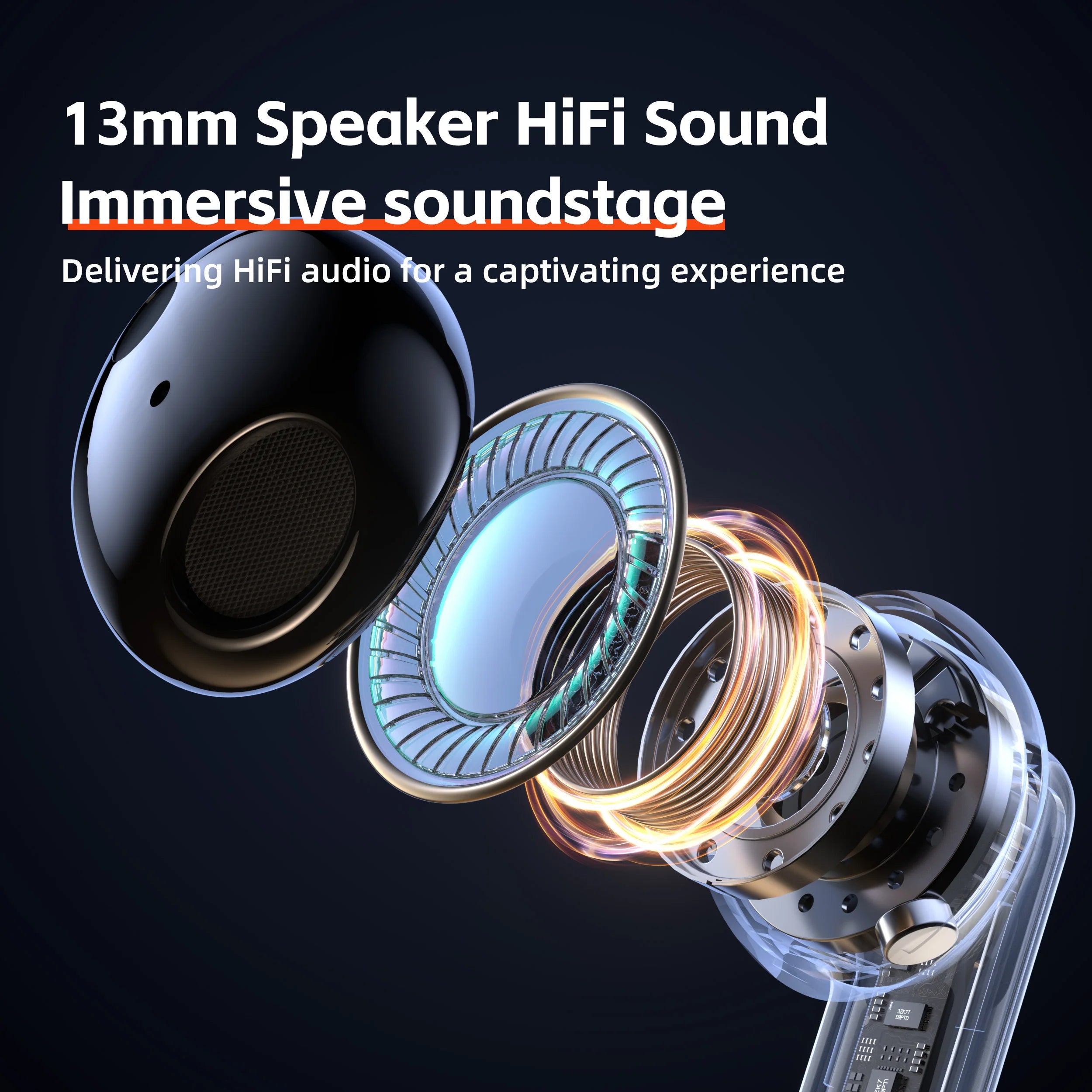 QERE-E40 Wireless Headphones, Bluetooth Earphones, 5.3,TWS HD Microphone, 13mm Driver,60ms Low Latency,4 Mics, ENC Call, New