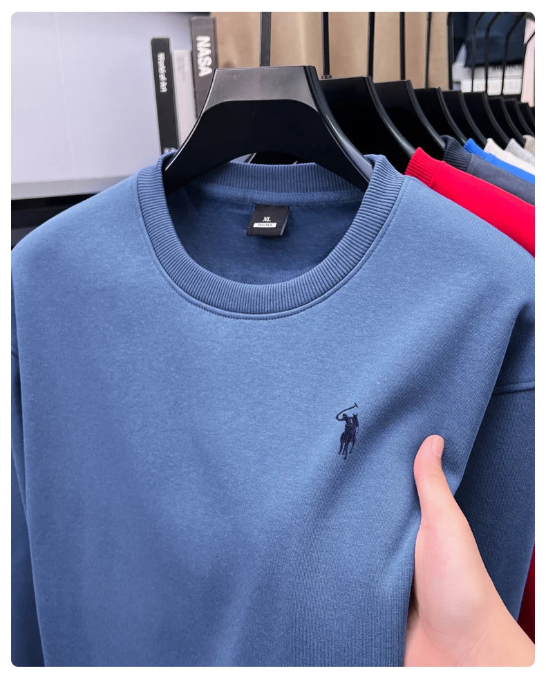 Designer Brand Men's Round Neck Sweatshirt Autumn New Fashion Thickened Warm Luxury Pony Embroidery Loose Casual Paul Pullover