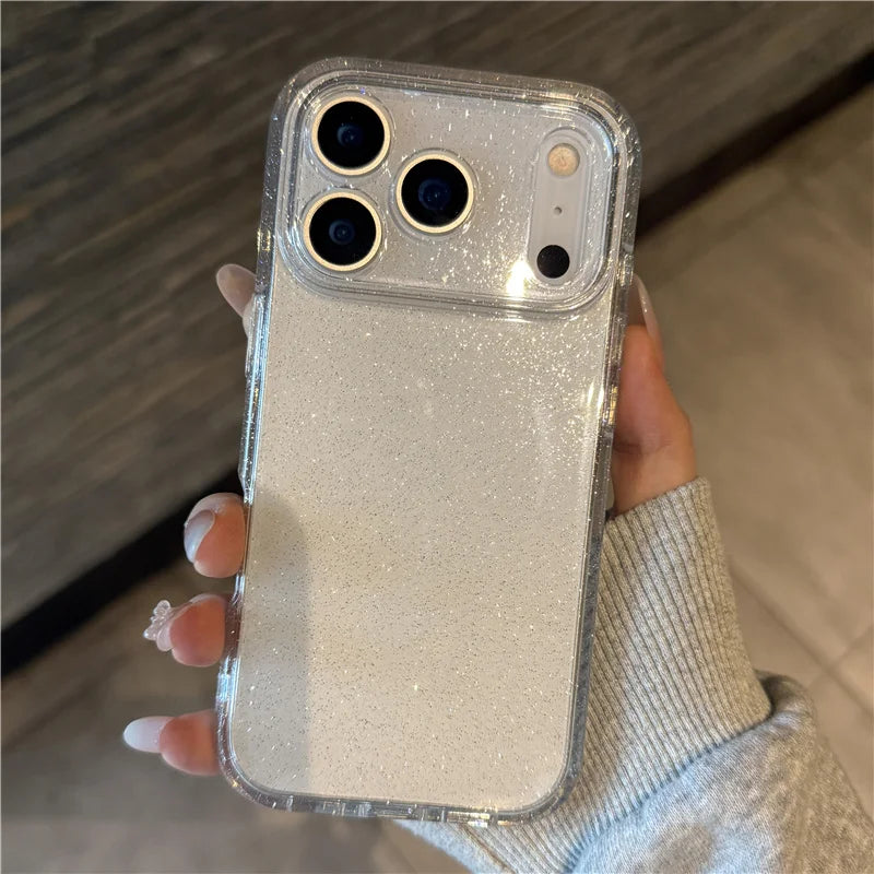 Luxury Bling Glitter Clear Shockproof Armor Case For iPhone 17 17Air 17Pro 17Pro Max Transparent Lens Protection Hard Back Cover