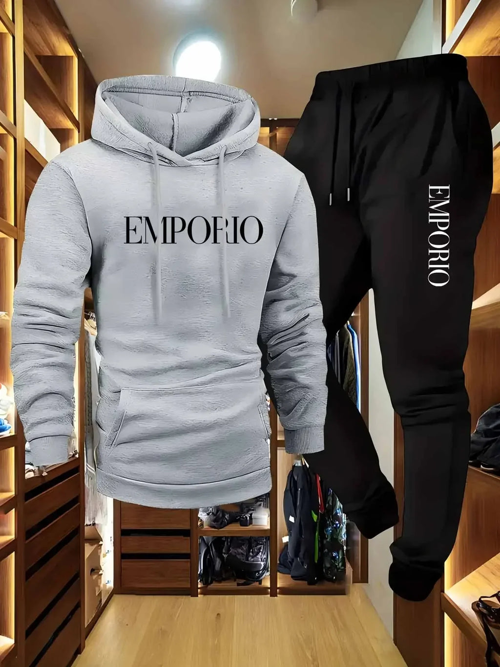 Men's Solid Color Tracksuit Set, Winter Warm Hooded Sweatshirt & Joggers, Casual Streetwear Outfit, Gym Workout Athletic Clothin