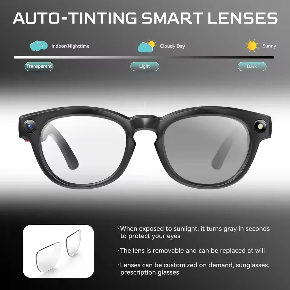 New Upgrade Brand Smart Glasses 800W Camera HD Video Recording AI Photo Recognition Bluetooth Call Translation Voice Sunglasses