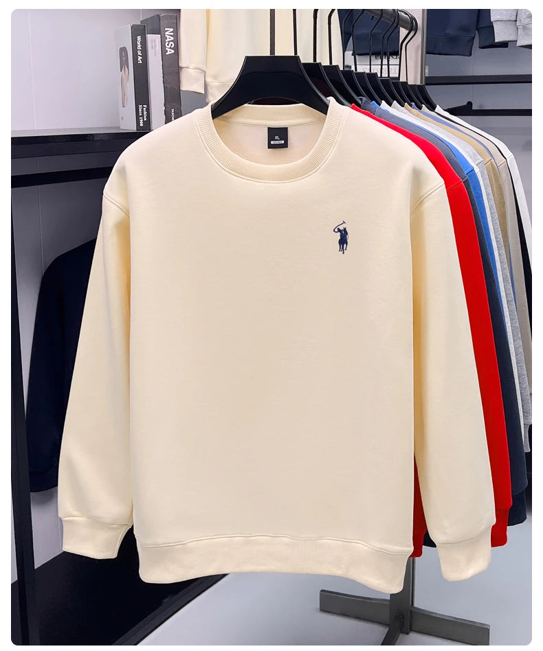 Designer Brand Men's Round Neck Sweatshirt Autumn New Fashion Thickened Warm Luxury Pony Embroidery Loose Casual Paul Pullover