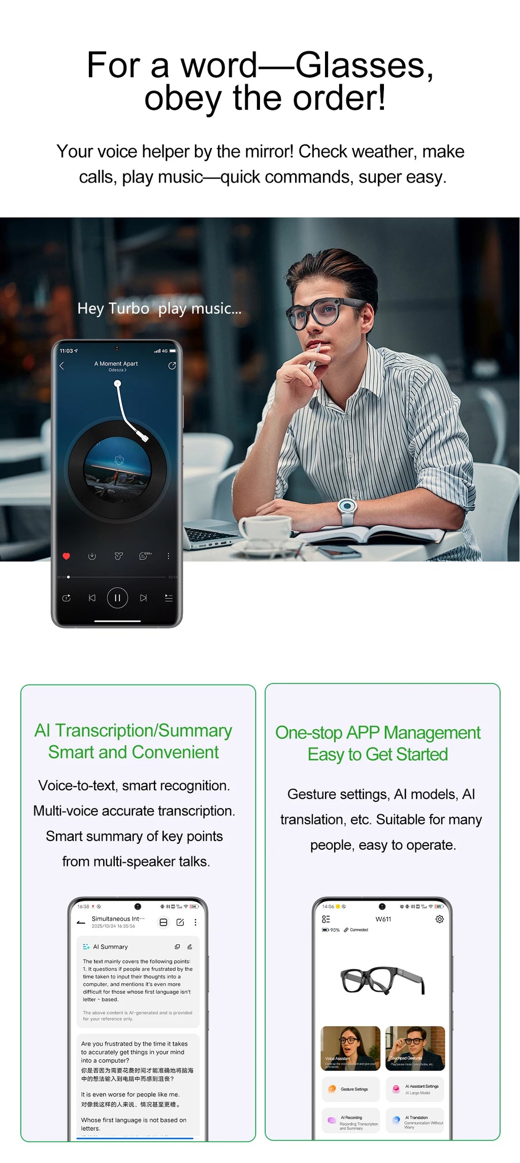 New Upgrade Brand Smart Glasses 800W Camera HD Video Recording AI Photo Recognition Bluetooth Call Translation Voice Sunglasses