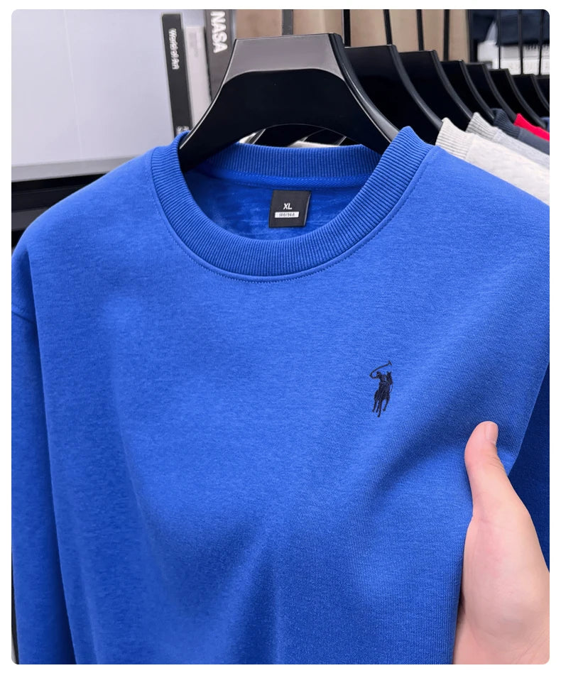 Designer Brand Men's Round Neck Sweatshirt Autumn New Fashion Thickened Warm Luxury Pony Embroidery Loose Casual Paul Pullover