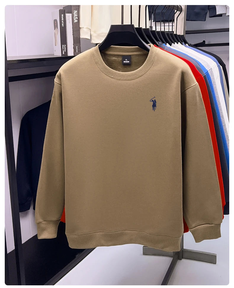 Designer Brand Men's Round Neck Sweatshirt Autumn New Fashion Thickened Warm Luxury Pony Embroidery Loose Casual Paul Pullover