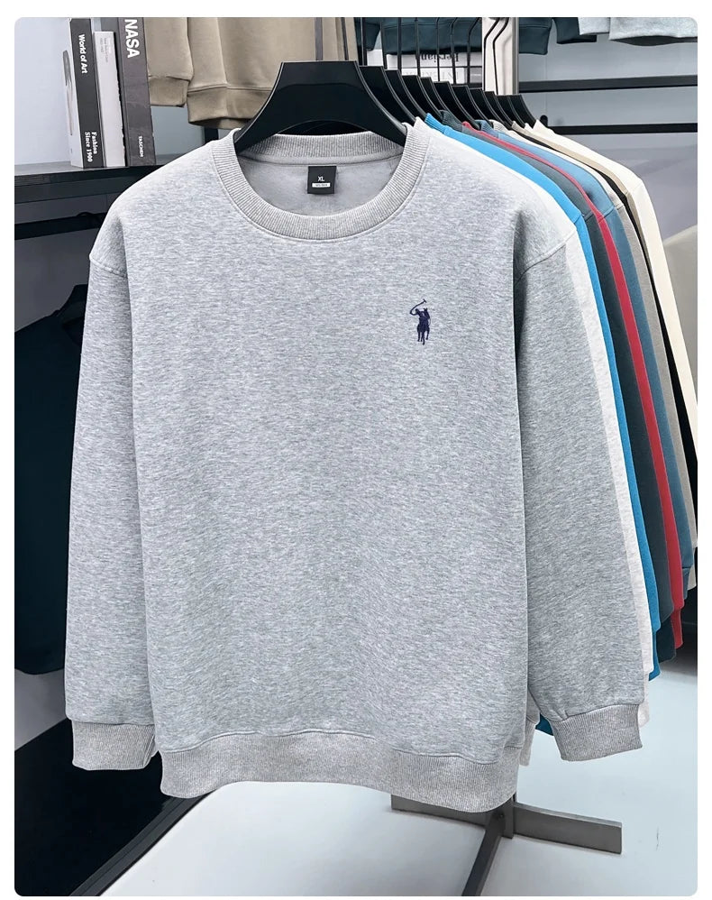Designer Brand Men's Round Neck Sweatshirt Autumn New Fashion Thickened Warm Luxury Pony Embroidery Loose Casual Paul Pullover