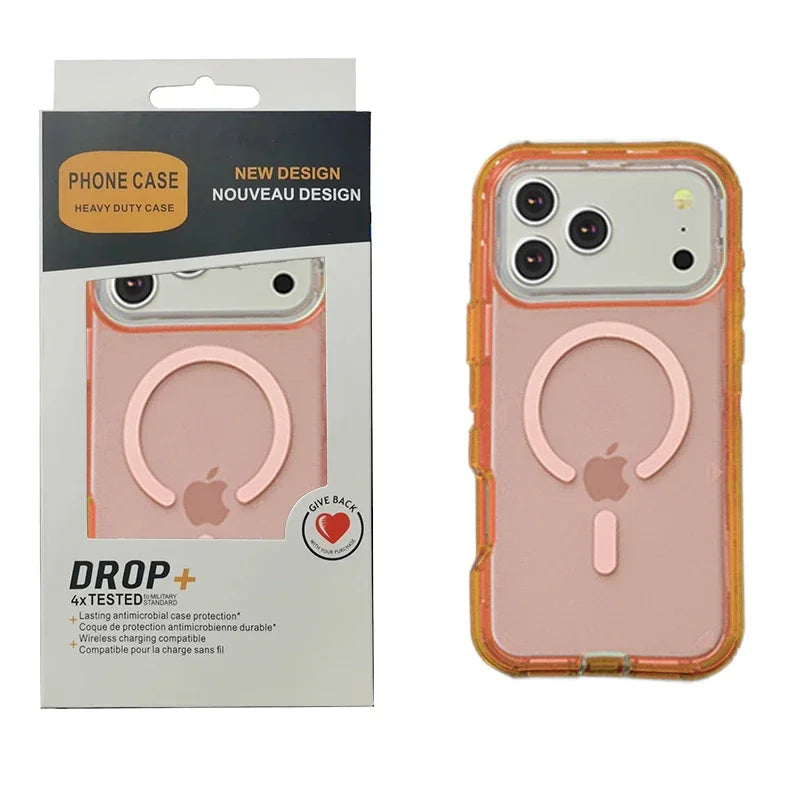 3IN1 Clear Symmetry For Magsafe Ott Armor BOX Case For IPhone17 Air 16 15 14 Plus 13 Pro Max Wireless Charging Transparent Cover