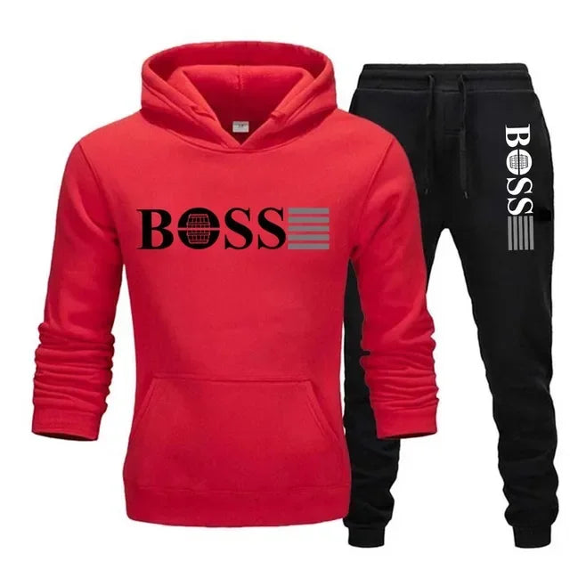 New autumn and winter men's long-sleeved hoodie; pants two-piece set of fashionable outdoor sportswear.