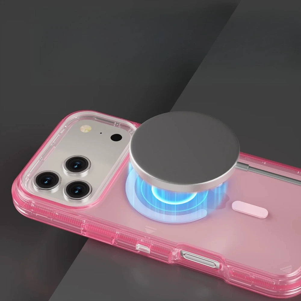 3IN1 Clear Symmetry For Magsafe Ott Armor BOX Case For IPhone17 Air 16 15 14 Plus 13 Pro Max Wireless Charging Transparent Cover